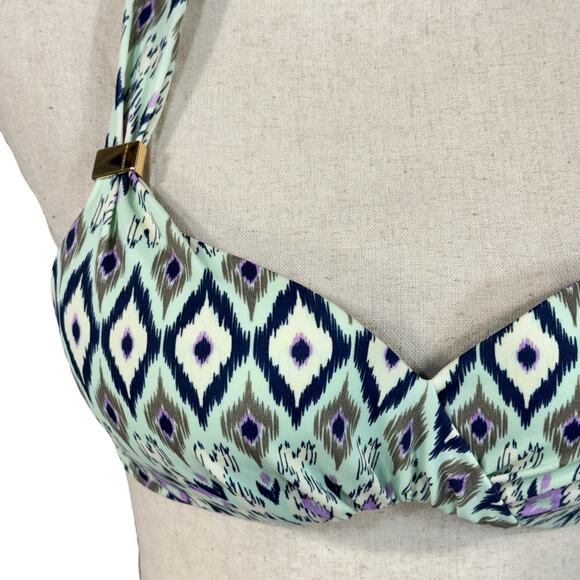 Victoria’s Secret SZ 32A Bikini Swim Top Ikat Molded Padded Cup Tie Halter Multi - Picture 2 of 8